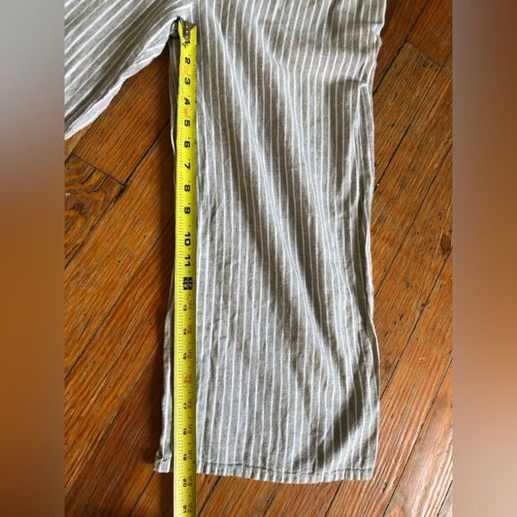 Beach Lunch Lounge || Linen Blend Striped Smocked Cotton Wide Leg CropJumpsuit - Picture 12 of 13